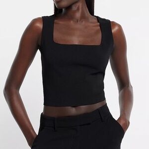 Nwt Express Black Square Neck Tank Top Size XS